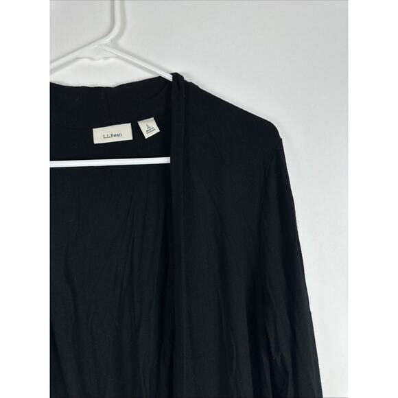 LL Bean Black Open Front Cardigan Size Large - Picture 3 of 10